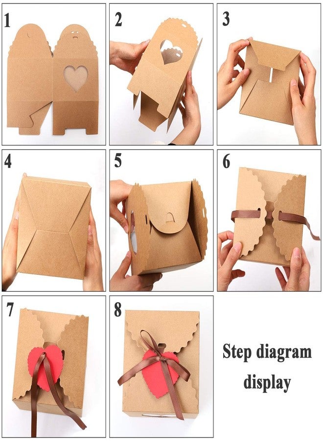 Cooraby 20 Pieces Valentine's Heart Gift Boxes with Display Window 5.1 x 5.1 x 4 Inch Kraft Paper Gift Bags Gift Packaging Boxes with Tags and Ribbons for Valentine's Day Christmas Party Decorations - Image 3